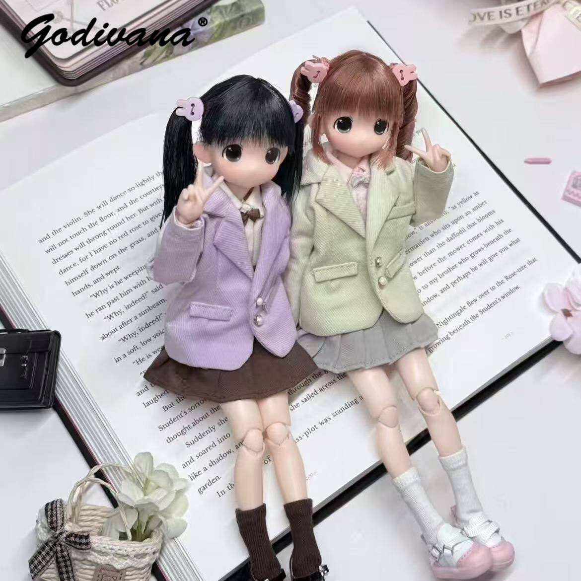 Bjd Doll 1 6 Full Set With Clothes - ملابس دمى Blythe/OB22/24/azone، طقم خريفي أنيق